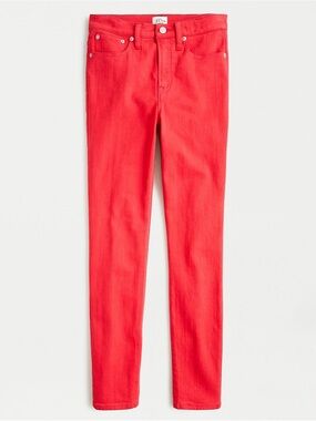 J. Crew| ‘Toothpick’ Red High Rise Straight Leg Denim Jeans Sz 28